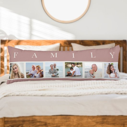 FAMILIE Fotocollage 6 Afbeelding Roze Lichaamslang Lichaamskussen