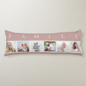 FAMILIE Fotocollage 6 Afbeelding Roze Lichaamslang Lichaamskussen (Voorkant)