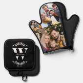 Familie Fotocollage Aangepast Monogram & Naam Ovenwant & Pannenlap Set (Voorkant / Achterkant)