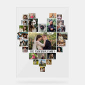 Familie Fotocollage Aangepaste Naam in Hart 25 Pic Acryl Bord (Voorkant)