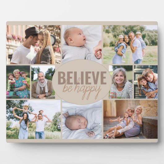 Familie fotocollage Believe Quote en 10 Afbeelding Fotoplaat (Voorkant)