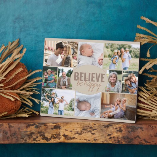 Familie fotocollage Believe Quote en 10 Afbeelding Fotoplaat (Zijkant)