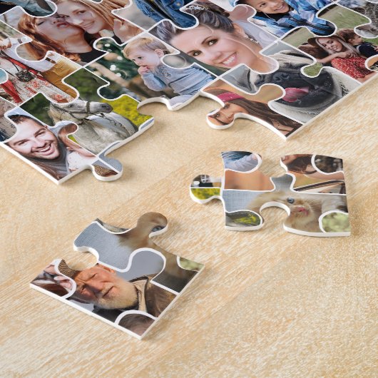 Familie Fotocollage Custom 24 Pic Legpuzzel Vorm (Zijkant)