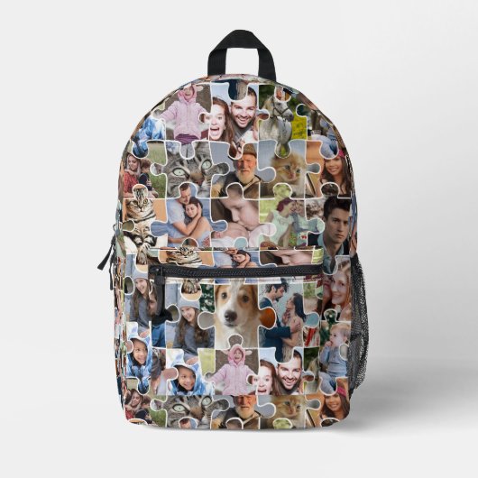 Familie Fotocollage Custom 24 Pic Puzzel Vorm Bedrukte Rugzak (Voorkant)