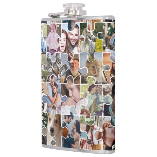 Familie Fotocollage Custom 24 Pic Puzzel Vorm Heupfles (Links)