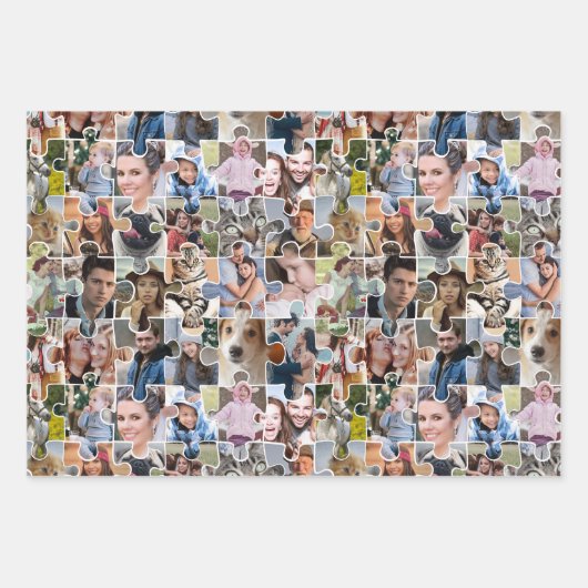 Familie Fotocollage Custom 24 Pic Puzzel Vorm Inpakpapier Vel (Voorkant)