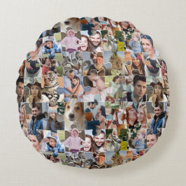 Familie Fotocollage Custom 24 Pic Puzzel Vorm Rond Kussen