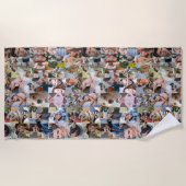 Familie Fotocollage Custom 24 Pic Puzzel Vorm Strandlaken (Voorkant)