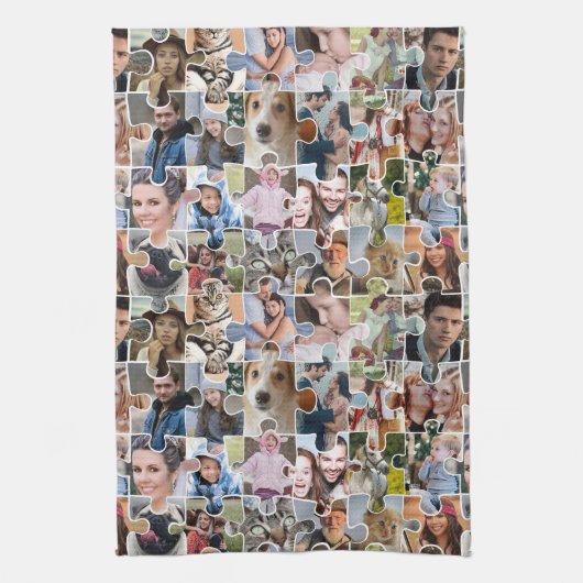 Familie Fotocollage Custom 24 Pic Puzzel Vorm Theedoek (Verticaal)