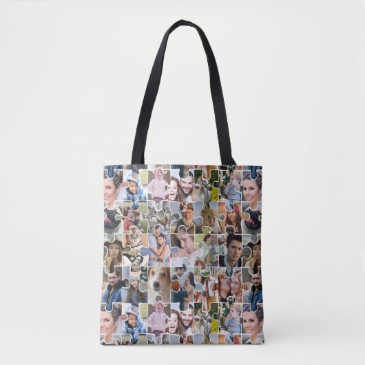 Familie Fotocollage Custom 24 Pic Puzzel Vorm Tote Bag (Voorkant)
