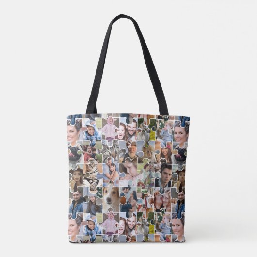 Familie Fotocollage Custom 24 Pic Puzzel Vorm Tote Bag (Achterkant)