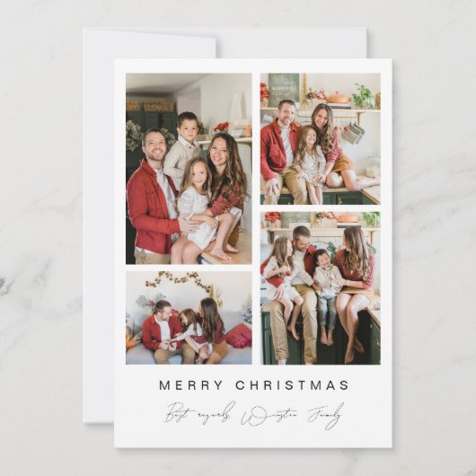 Familie Fotocollage Feestelijke Kerst Feestdagenkaart (Voorkant)