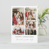 Familie Fotocollage Feestelijke Kerst Feestdagenkaart (Staand voorkant)