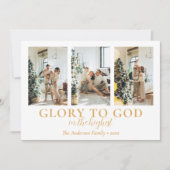 Familie Fotocollage Religieuze Kerstmis Feestdagenkaart (Voorkant)