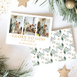 Familie Fotocollage Religieuze Kerstmis Feestdagenkaart<br><div class="desc">Voeg een modern en spiritueel tintje toe aan uw kerstseizoen met deze religieuze kerstkaart met een familiefoto collage en het bijbelvers "Glory to God in the Highest" (Luke 2:14) geschreven in een klassiek serif lettertype met een vleugje van een modern, handgeschreven script lettertype. Inclusief ruimte voor 3 foto's en jouw...</div>