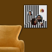 Familie Fotocollage Wit Zwart Strepen Checker Poster