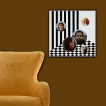 Familie Fotocollage Wit Zwart Strepen Checker