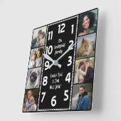 Familie Fotocollage Zwart en Wit Art Deco Eenvoudi Vierkante Klok (Hoek)