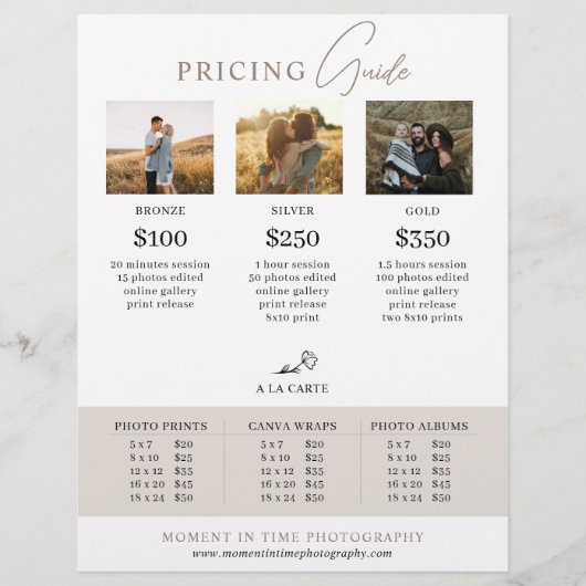 Familie Fotograaf Sessie Prijslijst Flyer (Voorkant)