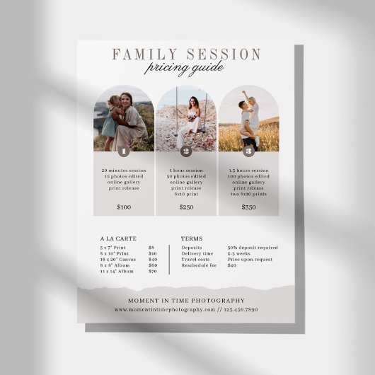 Familie Fotografie Prijsgids Verkoop Blad Flyer