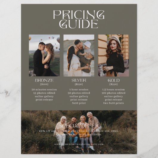 Familie Fotografie Prijsgids Verkoop Blad Flyer (Voorkant)