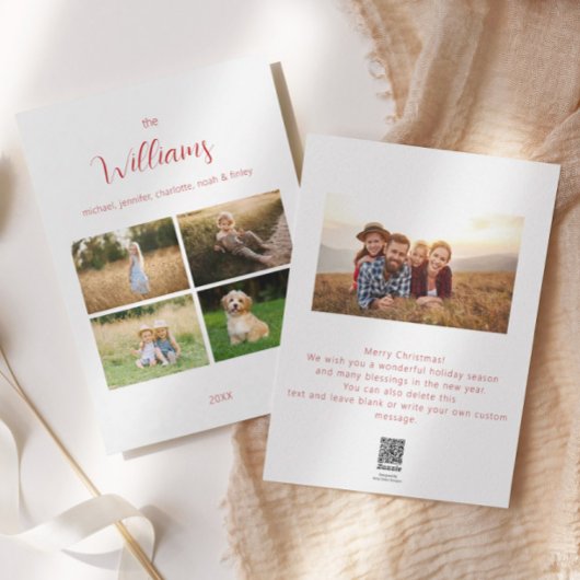 Familie Fotogrid Elegant Script Vakantie Kaart
