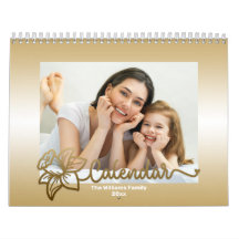Familie fotokalender, bewerkbare gouden bloem