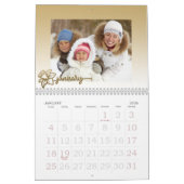 Familie fotokalender, bewerkbare gouden bloem kalender (Jan 2026)
