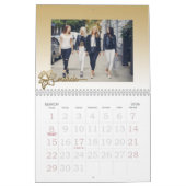 Familie fotokalender, bewerkbare gouden bloem kalender (Mar 2026)