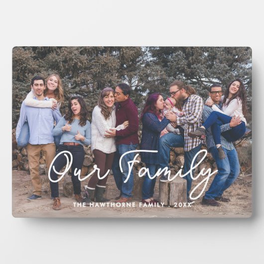 Familie Fotonaam Script Typografie Aangepaste teks Fotoplaat (voorkant)