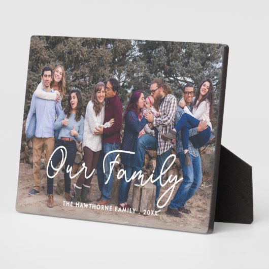 Familie Fotonaam Script Typografie Aangepaste teks Fotoplaat (Zijkant)