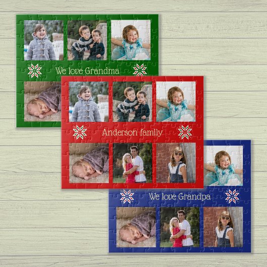Familie foto's aangepaste tekst rood lijst kerst legpuzzel