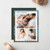 Familie Foto's Bessen Kerst Feestdagen Tartan Notitiekaartje (Voorkant / Achterkant in situ)