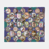 Familie foto's collage donker Quilt look 35 Pics E Fleece Deken (Voorkant (Horizontaal))