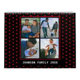 Familie Foto's Collage Hart Ballon Patroon Zwart Kalender