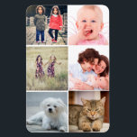 Familie Foto's Collage Magneet<br><div class="desc">Familie foto's collage gemaakt van zes vierkante foto's. Vervang de sjabloon eenvoudig door je eigen memorabele foto's. Gute foto's van familie,  huisdieren en vrienden maken een elegant op Kerstmis,  thuis opwarming of jubilea of souvenir cadeau voor oma.</div>
