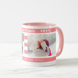 Familie foto's gepersonaliseerd in moderne roze st mok