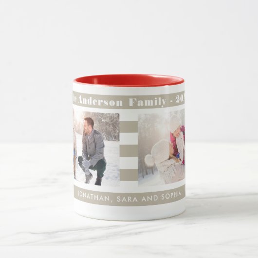 Familie foto's gepersonaliseerd in moderne tan str mok (Midden)