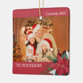 Familie Foto's kerstversiering Poinsettia Keramisch Ornament (Links)