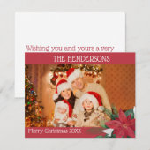 Familie Foto's met kerstcadeaukaart Poinsettia Feestdagenkaart (Voorkant / Achterkant)