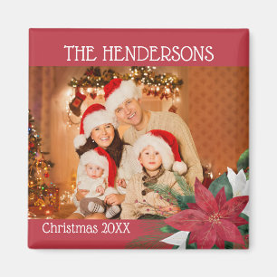 Familie Foto's met Kerstmis Magnet Poinsettia