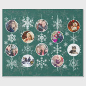 Familie Foto's met Kerstmis Snowflakes Elegant Gre Cadeaupapier (Vlak)