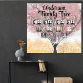 Familie foto's op Waterverf Red Leaf Family Tree Poster