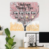 Familie foto's op Waterverf Red Leaf Family Tree Poster (Thuiskantoor)