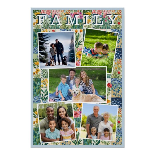 Familie Foto's Patchwork Floral Gallery Sjabloon Perfect Poster (Voorkant)
