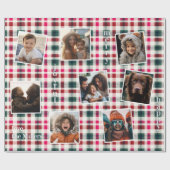 Familie Foto's Plaid Kerstmis | Happy Merry Joyful Cadeaupapier (Vlak)
