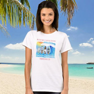 Familie Foto's Surfboard Ocean Waves Vakantie T-shirt