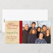 Familie Foto's Vrolijk kerstperkament Feestdagenkaart (Voorkant / Achterkant)