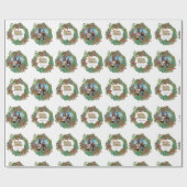 Familie Fotoscript Vakantie Vrolijke Kerstmis Kaar Cadeaupapier (Vlak)