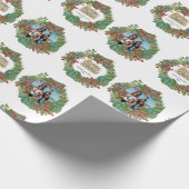 Familie Fotoscript Vakantie Vrolijke Kerstmis Kaar Cadeaupapier (Hoek)